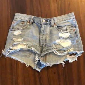 Good as new distressed jean shorts